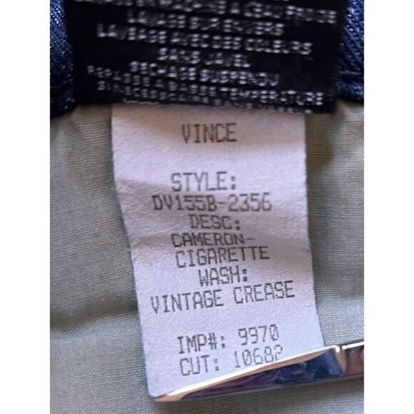 NWT Vince Cameron Cigarette Jeans in Vintage Crease Wash, Size 30 - Picture 9 of 16